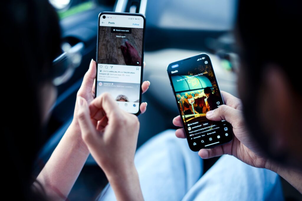 Instagram ads shown on a smartphone in a vertical Reels placement