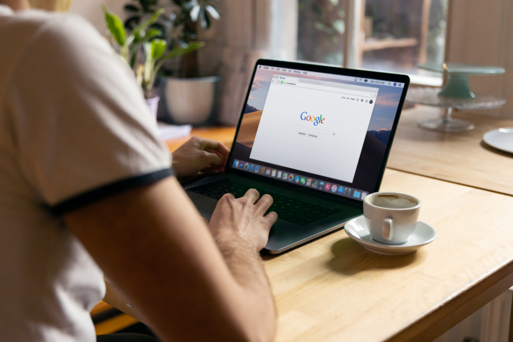 keyword research search query on a laptop